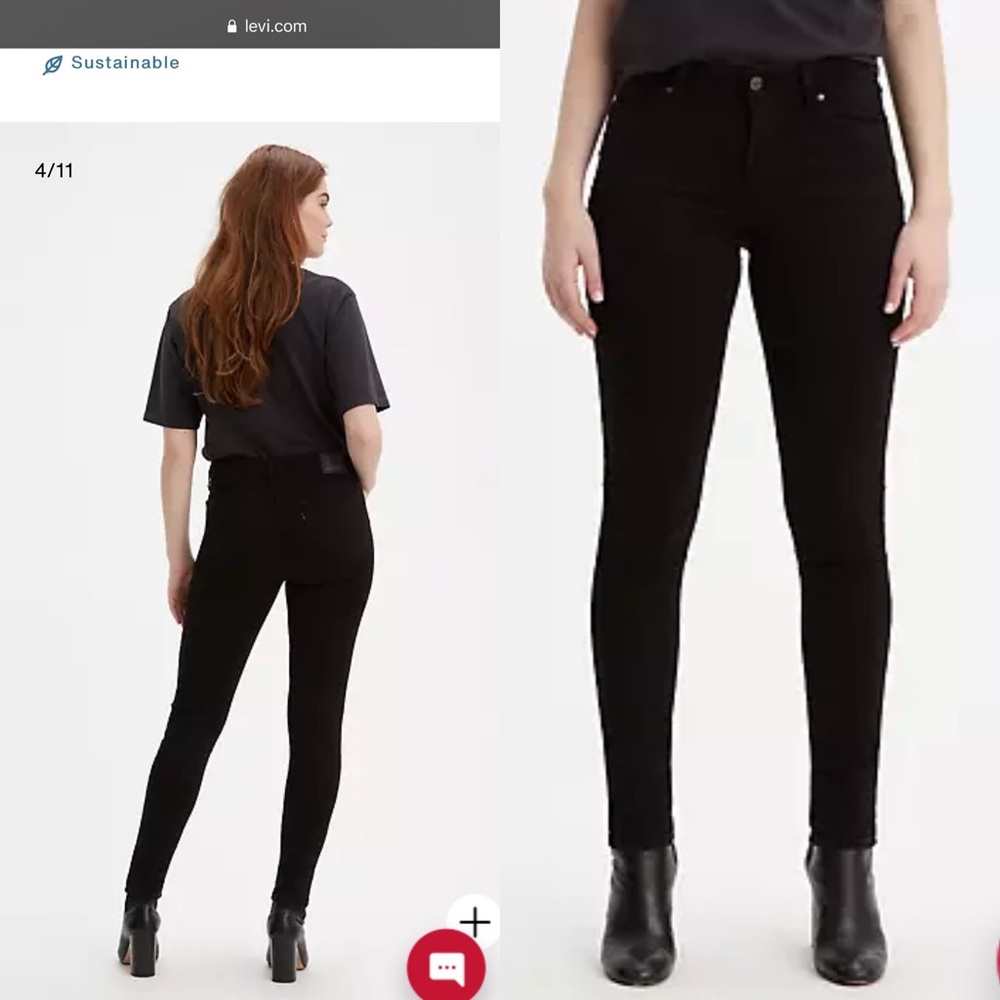 NWT 711 Levi’s Black High Rise Skinny Jeans Pants size 30 (10)